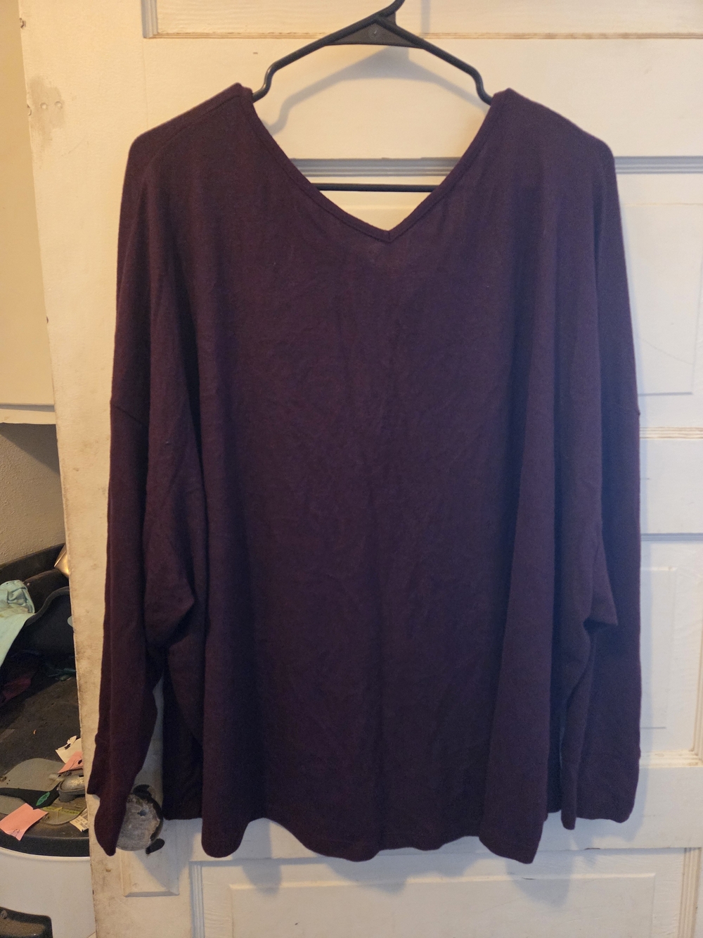 Maurices Deep Plum V-Neck Long Sleeve Top